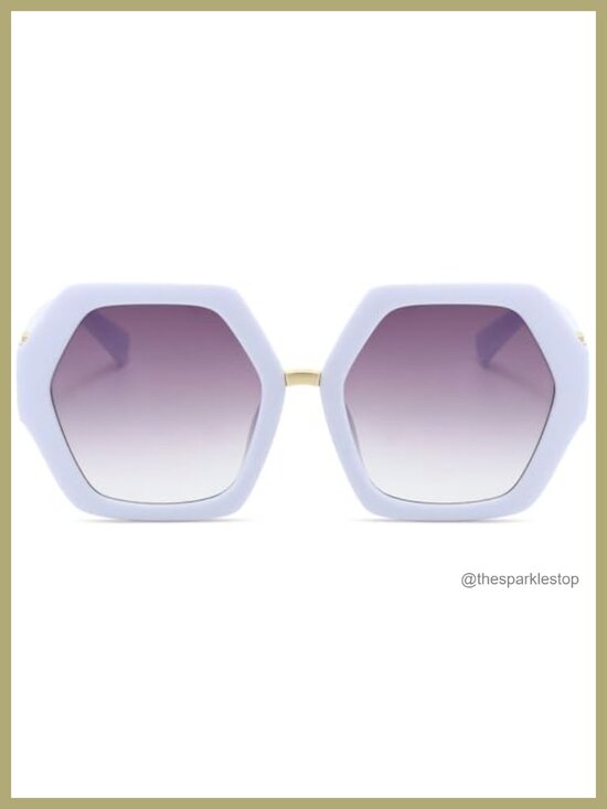 Vintage Hexagonal Sunglasses Women Oversized Retro Square Shades UV400